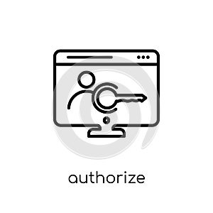 Authorize icon. Trendy modern flat linear vector Authorize icon