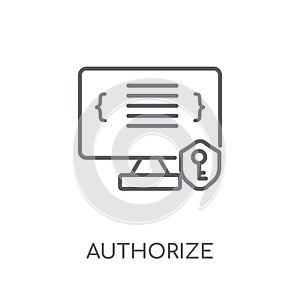 Authorize linear icon. Modern outline Authorize logo concept on