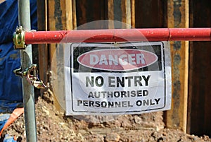 Authorized Personnel Only sign at the construction site.