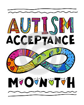 Autism acceptance month. Autistic spectrum disorder vertical poster.