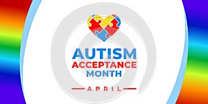 Autism Acceptance Month. Vector banner, poster, flyer, greeting card for social media with the text Autism Acceptance Month, April photo