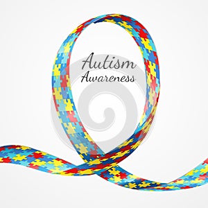 Autism Awareness Colorful Puzzle Ribbon