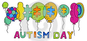 Autism awareness day. Autistic spectrum disorder landscape poster.