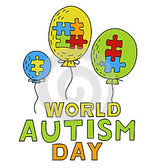 Autism awareness day. Autistic spectrum disorder vertical poster.