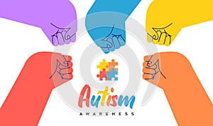 Autism Awareness Day children hand fist bump card