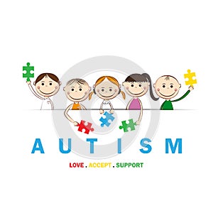 Autism awareness day. Colorful illustration. White background