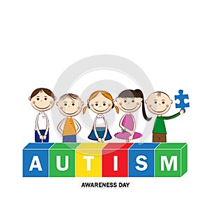 Autism awareness day. Colorful illustration. White background