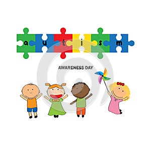 Autism awareness day. Colorful illustration. White background