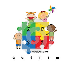 Autism awareness day. Colorful illustration. White background