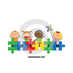 Autism awareness day. Colorful illustration. White background