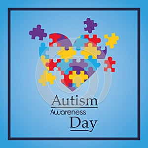 Autism awareness day colorful puzzle heart shape