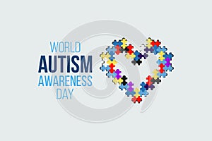 Autism Awareness Day. Multicolored puzzle heart sign. Healthcare concept. Vector illustration on white background.