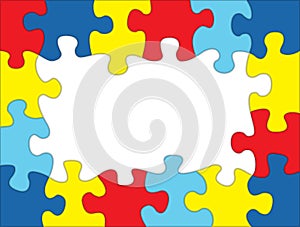 Autism Colored Puzzle Frame Illustration