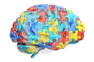 Autism concept with brain, 3D rendering