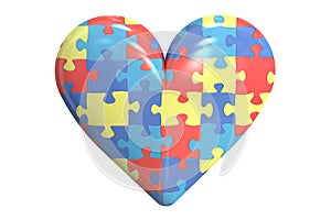 Autism concept with heart, 3D rendering