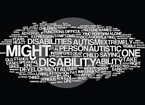 Autism A Difficult Developmental Disability Word Cloud Concept