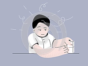 Autism. Early signs of autism syndrome in children. Signs and symptoms of autism in a child. Vector flat illustration