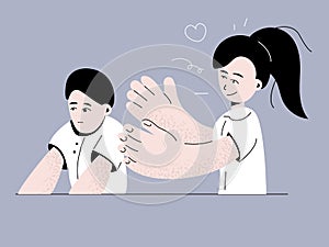 Autism. Early signs of autism syndrome in children. Signs and symptoms of autism in a child. Vector flat illustration