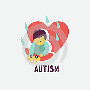 Autism. The emblem of the syndrome of autism in children. Children of rain. Vector illustration.