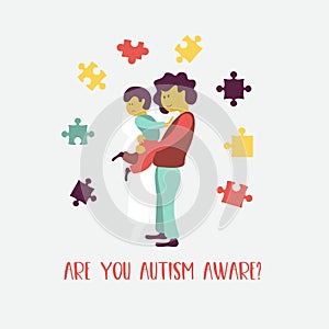 Autism. The emblem of the syndrome of autism in children. Children of rain. Vector illustration.