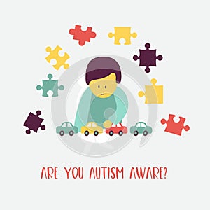 Autism. The emblem of the syndrome of autism in children. Children of rain. Vector illustration.