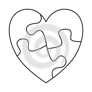 Autism Heart Outline Puzzle Vector