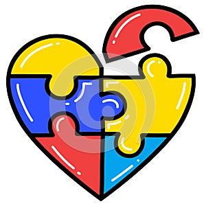 Autism Puzzle Colorful Heart Shape Pieces Vector Illustration
