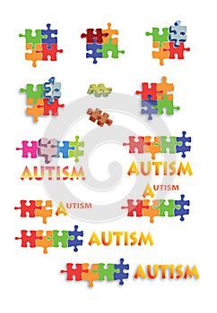 Autism puzzle pieces and titles Full page
