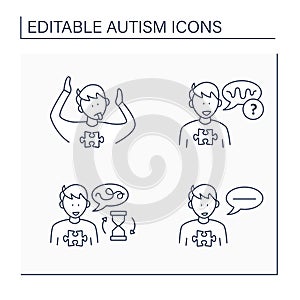 Autism spectrum disorder line icons set