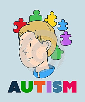 Autism vector with smiling boy