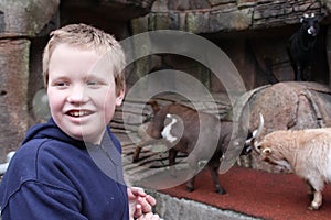 Autistic Boy at the Petting Zoo photo