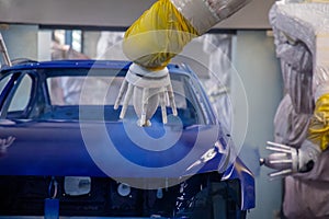 Auto air painting line for paint body part of automobile.
