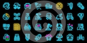 Auto assembly icons set vector neon