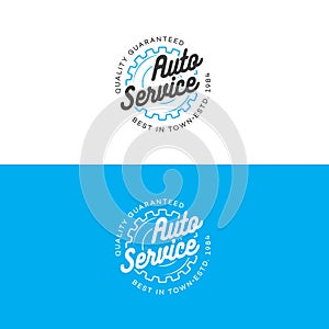 Auto auto service logo set with gear line style isolated on background for car fix