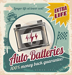 Auto batteries vintage poster design