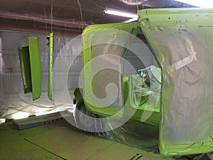 Auto Body Restoration in my Garage, Lime Green Paint Job, 1990s Vehicle photo