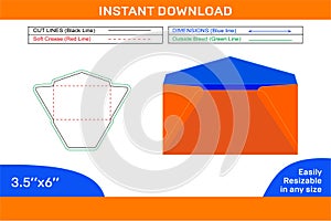 Regular Envelope die line template, 3D envelope and Editable easily resizeable Box die line and 3D box