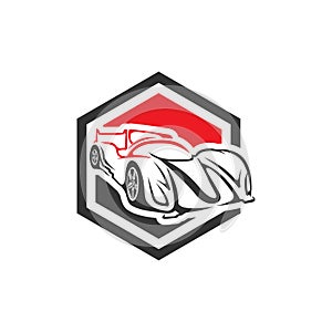 Auto car dealer logo emblem, Sports car outline icon