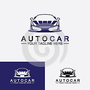 Auto car logo design with concept sports car vehicle icon silhouette.Vector illustration design template