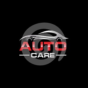 Auto car Logo Template vector icon Silver and red colors,