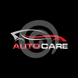 Auto car Logo Template vector icon Silver and red colors,