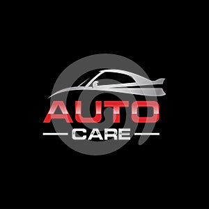 Auto car Logo Template vector icon Silver and red colors,