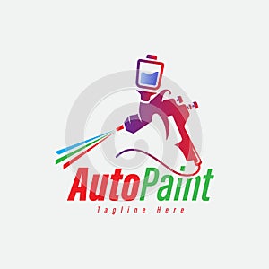 Auto Car Paint Machine Logo Design Template With Variety Colors.