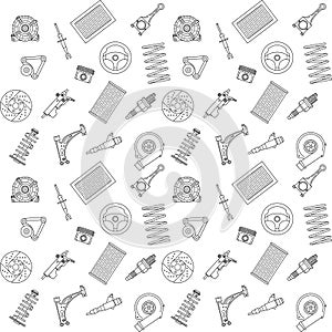 Auto car spare parts seamless pattern