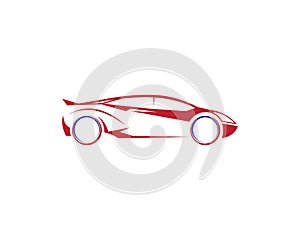 Auto Car Style Logo Design With Sports Vehicle Icon Silhouette.
