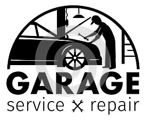 Auto center, garage service and repair logo, Vector Template.