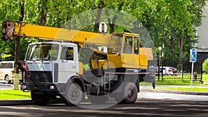 Auto crane on the road