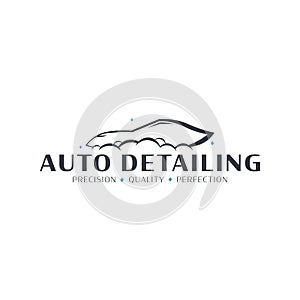 Auto Detailing. Car Wash logo. Cleaning Car, Washing and Service. Vector logo with auto.