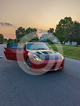 auto detailing close-up outdoor on a sunny day