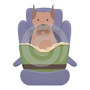 Auto dog car seat icon cartoon vector. Travel road